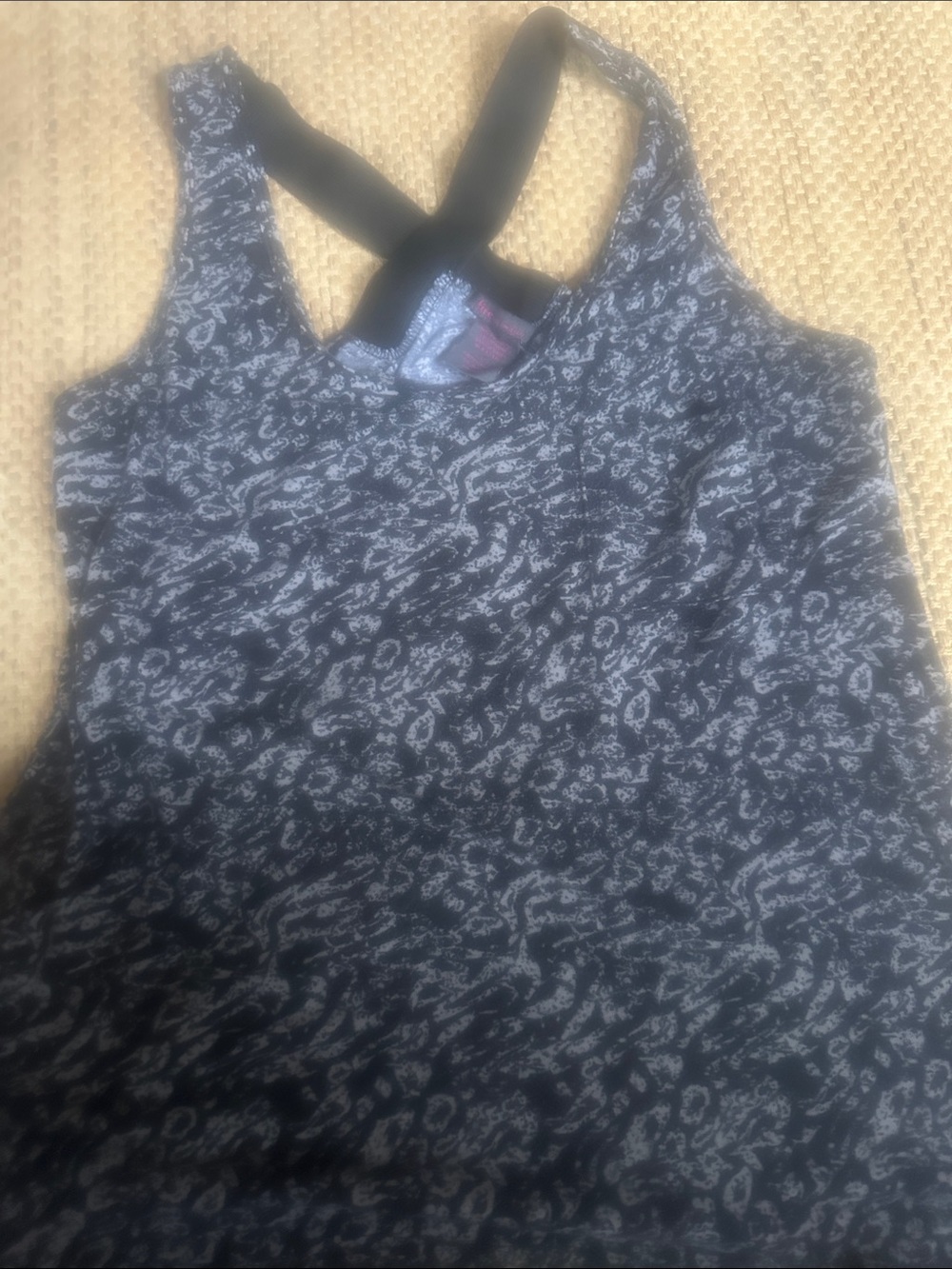 Fire Los Angeles Black and Gray Patterned Crossback Tank